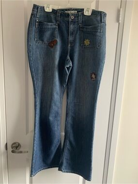 Tommy Hilfiger Blue Embroidered Patch Flare Jeans